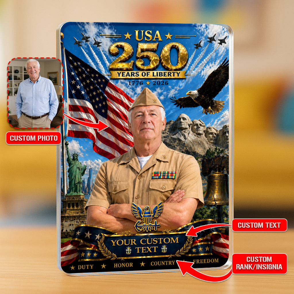 USA 250 Years Of Liberty Custom US Navy Service Uniforms Figure Acrylic Block