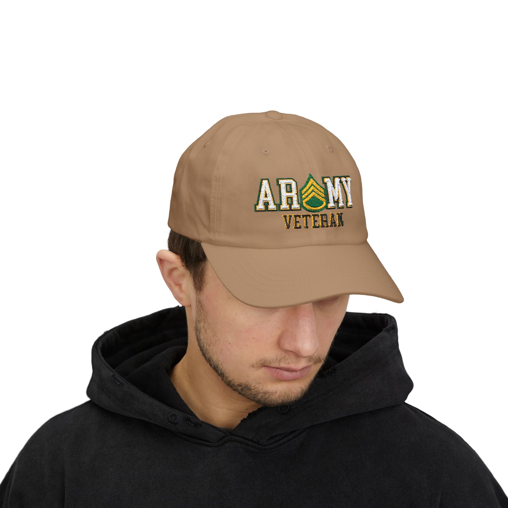 US Army E-6 Staff Sergeant E6 SSG Noncommissioned Officer Veteran Embroidered Classic Dad Cap