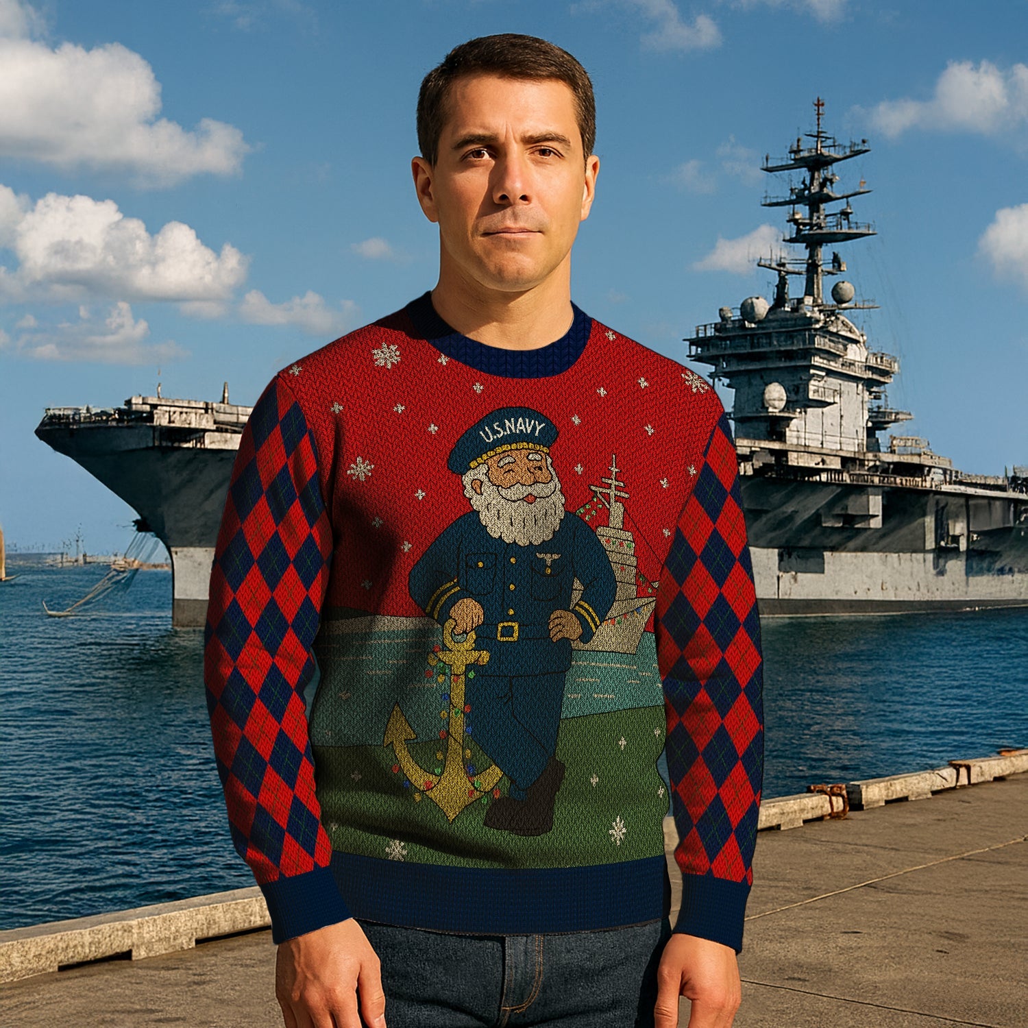 US Navy 250 Years Strong Christmas Ugly Sweater