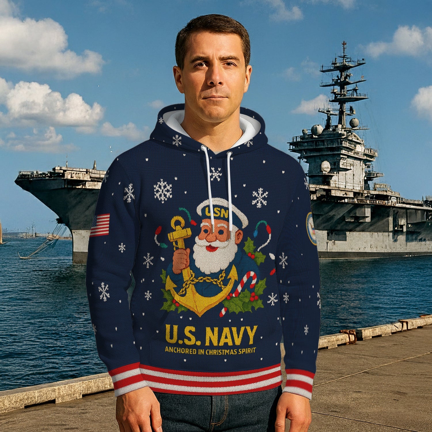 US Navy 250 Anchored In Christmas Spirit Christmas Xmas 3D All Over Print
