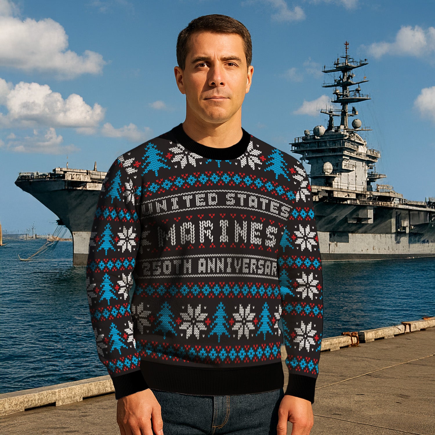 USMC 250th Anniversary Ugly Christmas Sweater for Women Men