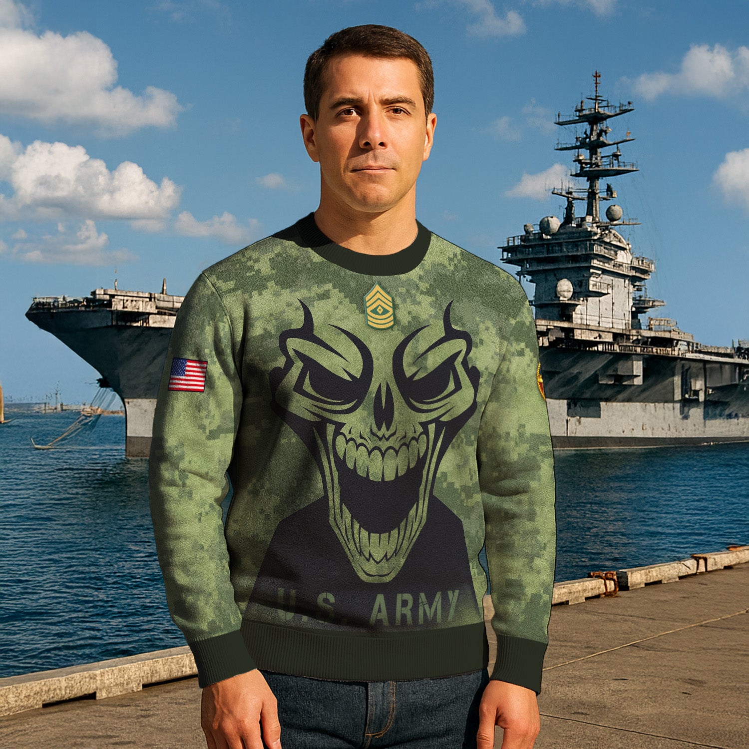 Personalized US Army Ugly Christmas Sweater TUST08