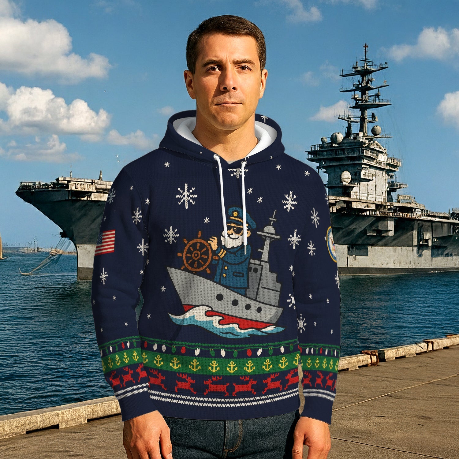 US Navy Christmas Hoodie 3D All Over Print