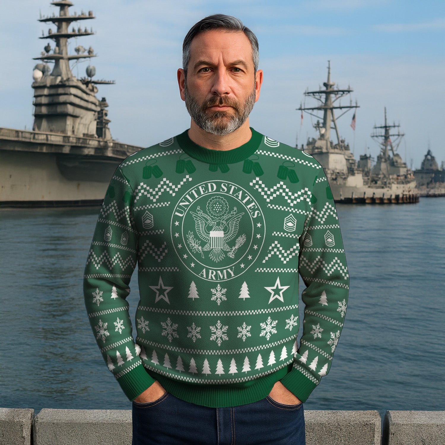 Custom Ranks US Army Ugly Christmas Sweater for Women Men TUST01