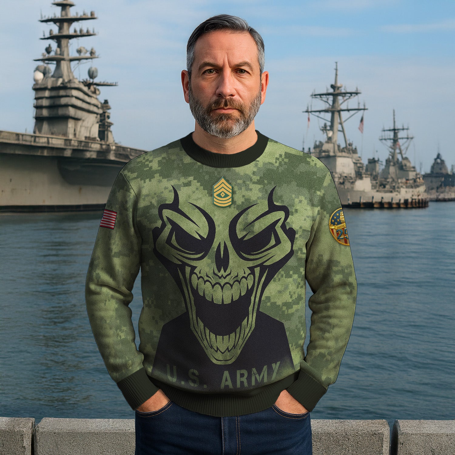 Personalized US Army Ugly Christmas Sweater TUST08