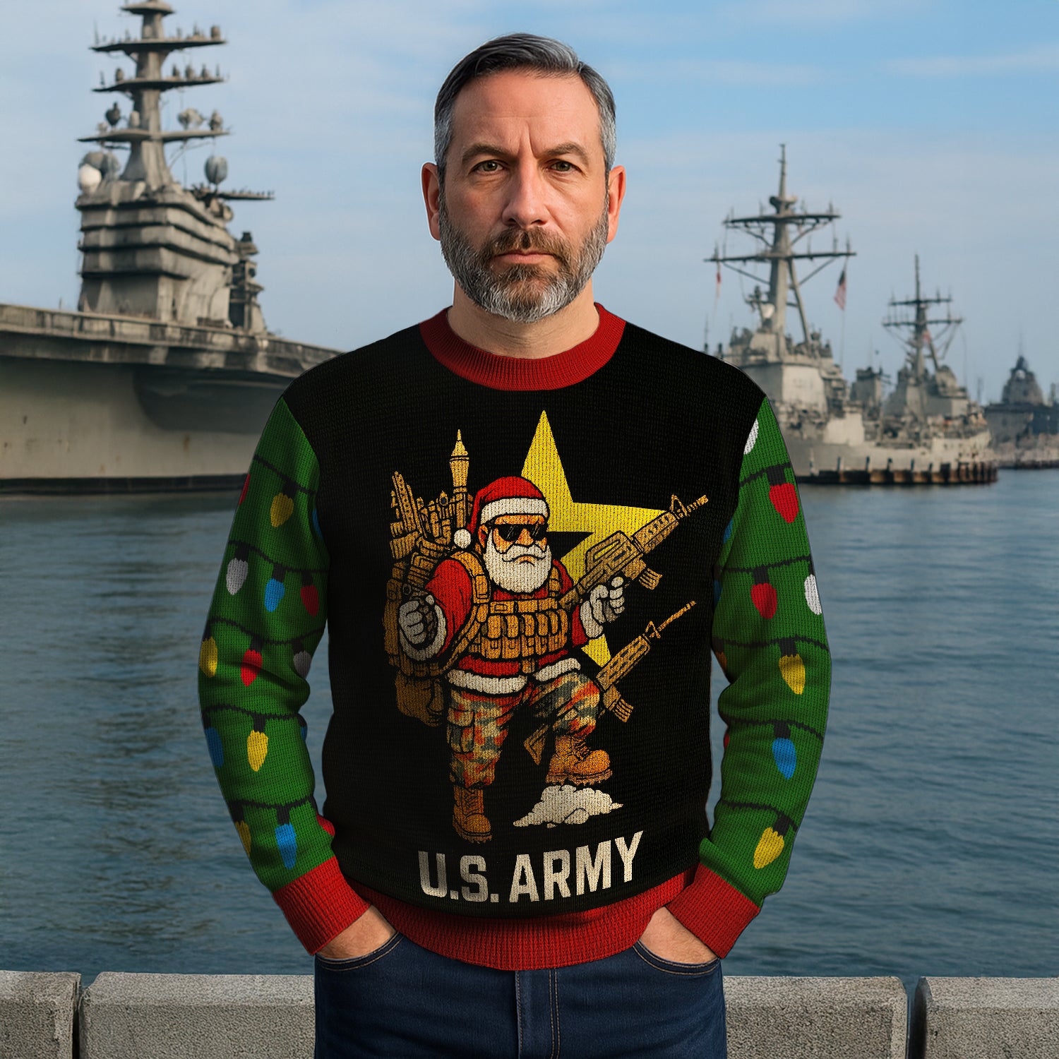 Army Santa Soldier Christmas Ugly Christmas Sweater