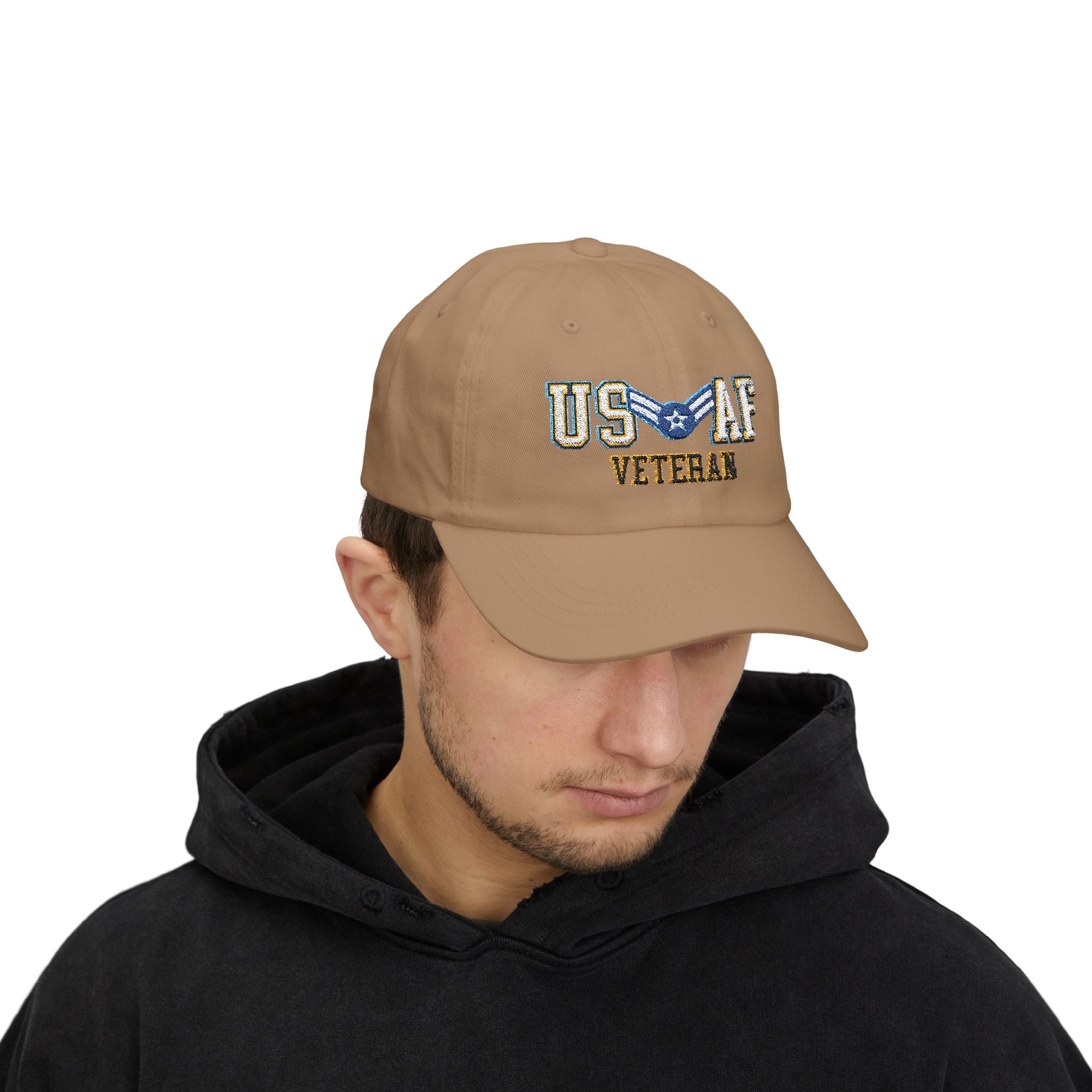 US Air Force E-3 Airman First Class A1C E3 Ranks Enlisted Airman Veteran Embroidered Classic Dad Cap