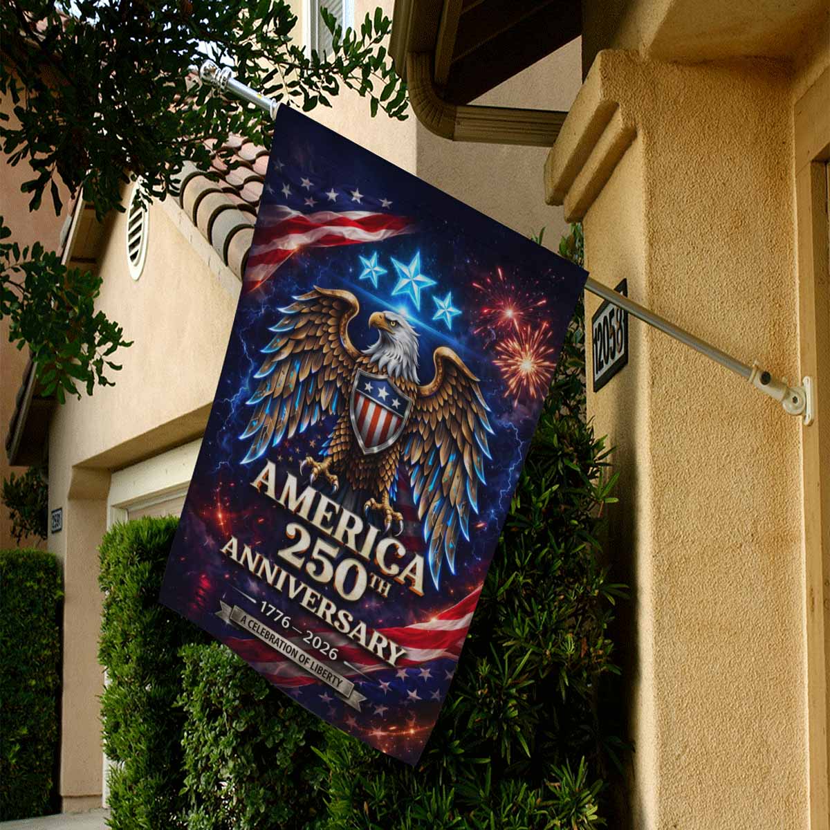 Patriotic Eagle Fireworks USA Independence Garden Flag Decor
