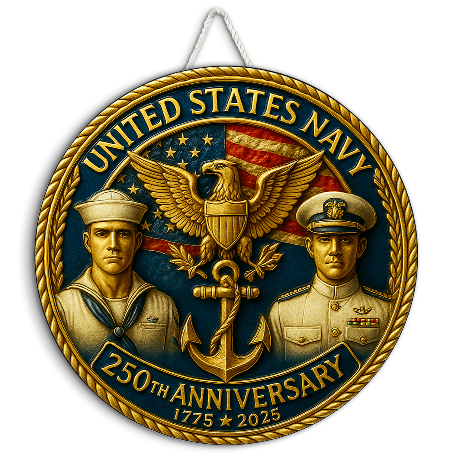 United States Navy 250th Anniversary Wooden Sign