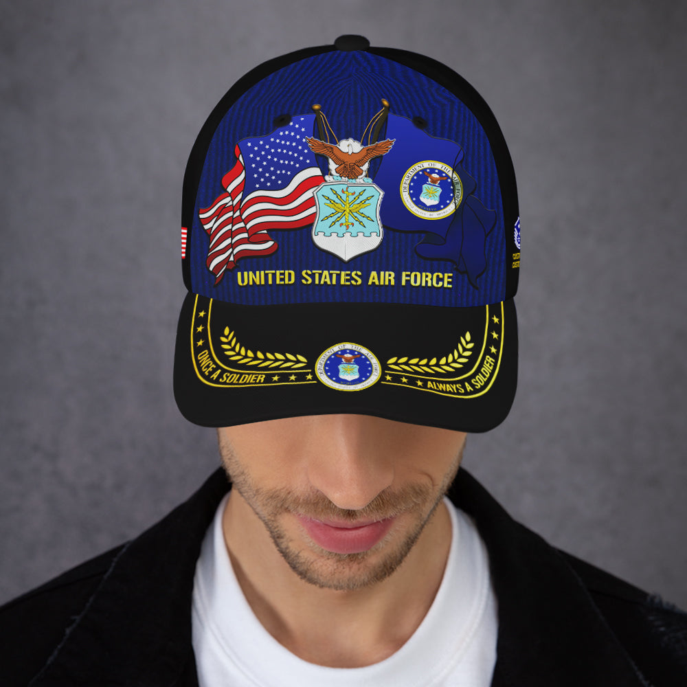 Custom Ranks/Insignia, Personalized Name And Years Served All Over Prints Premium Classic Cap JAOVC06