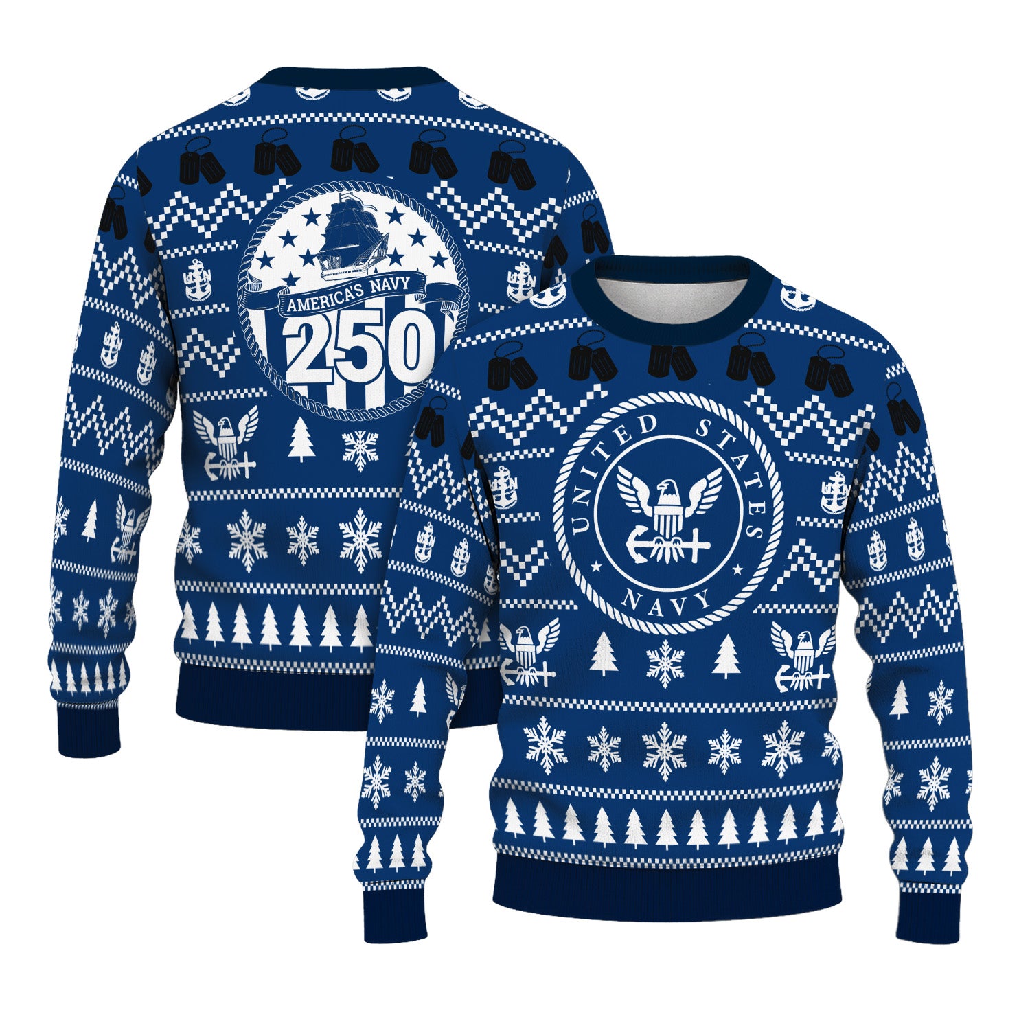 Custom Ranks US Navy Ugly Christmas Sweater for Women Men TUST01