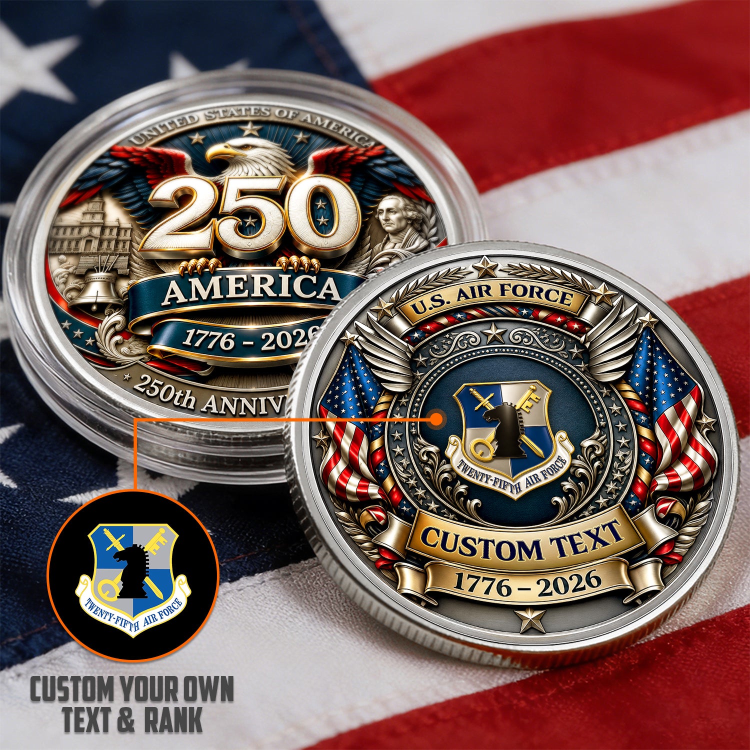 America 250 Air Force Unit Coin Custom Military Recognition