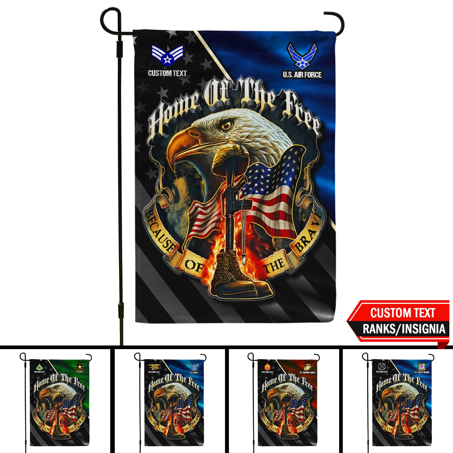 Personalized US Military Logo/Insignia And Text JFLAG06 Garden Flag, House Flag Twin-Side Printing