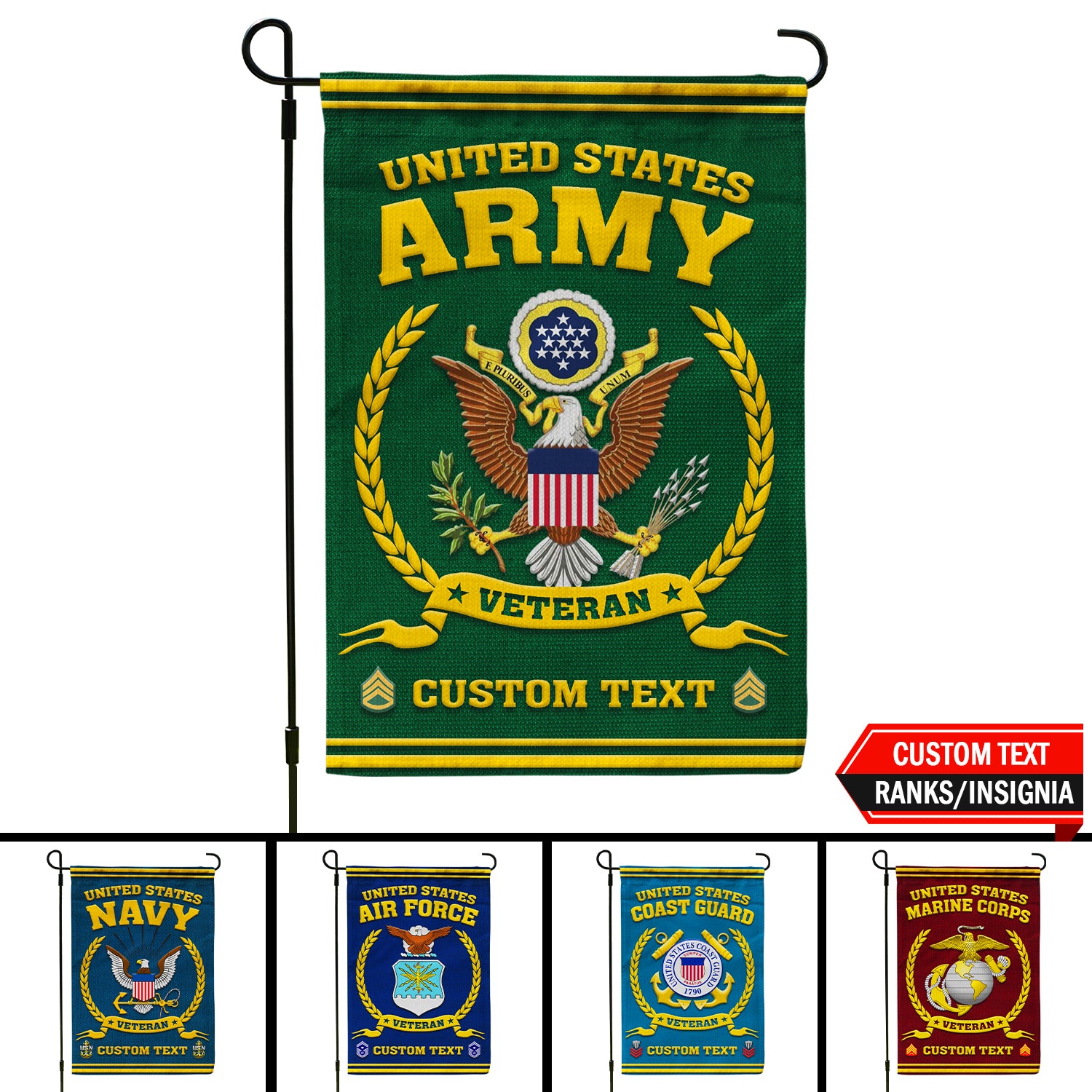 Personalized US Military Logo/Insignia and Text JFLAG03 Garden Flag, House Flag Twin-Side Printing