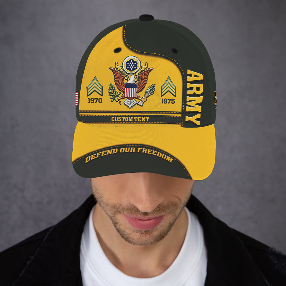 Custom Ranks/Insignia, Personalized Name And Years Served All Over Prints Premium Classic Cap JAOVC07