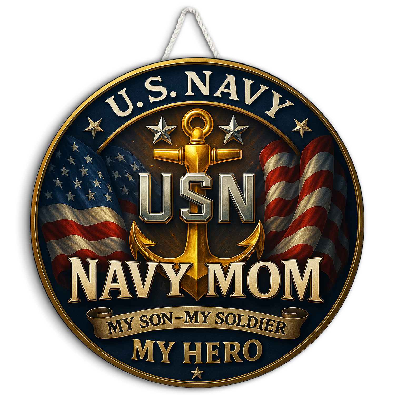U.S. Navy Mom Wooden Sign – My Son, My Soldier, My Hero Patriotic Gift