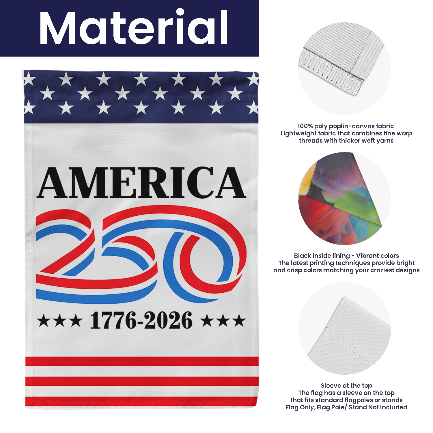 America 250 1776 - 2026 Garden Flag 12''x18'' Twin-Side Printing