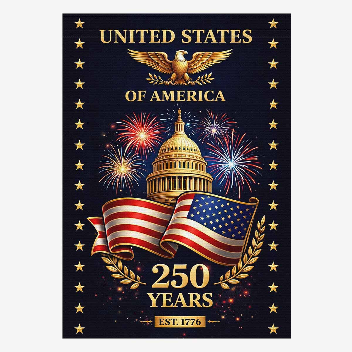 United States of America 250 Years House Flag – Patriotic Capitol Decor