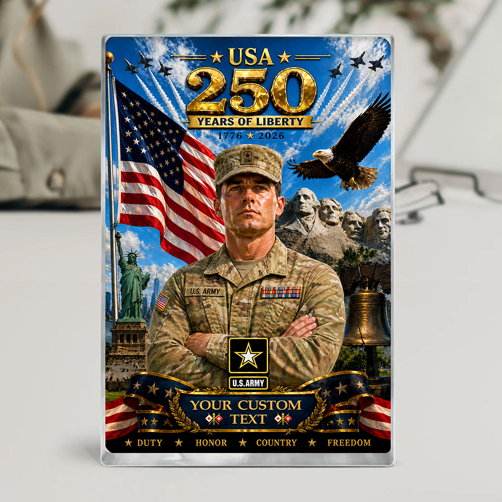 USA 250 Years Of Liberty Custom US Army Combat Uniform Figure Acrylic Block