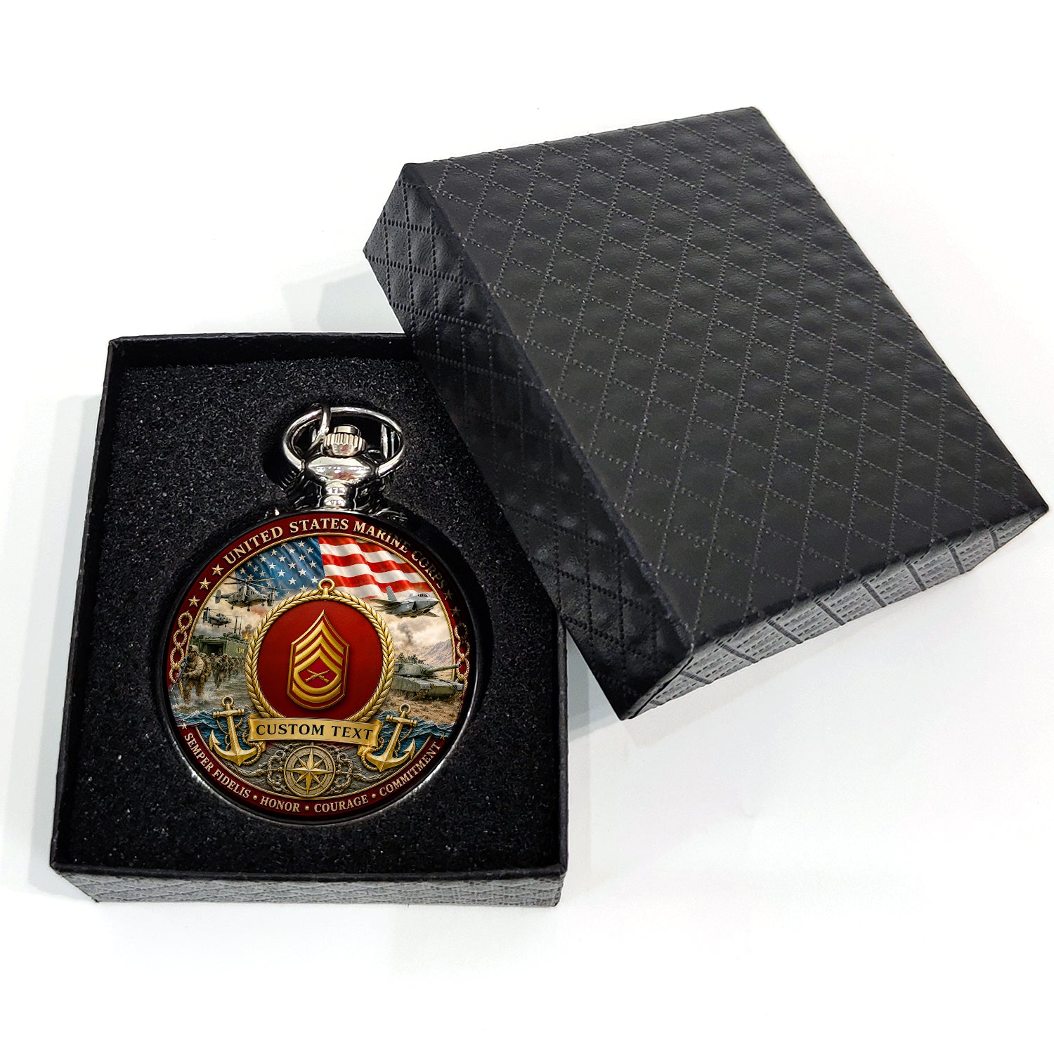Marine Corps Veteran Personalized Pocket Watch Gift