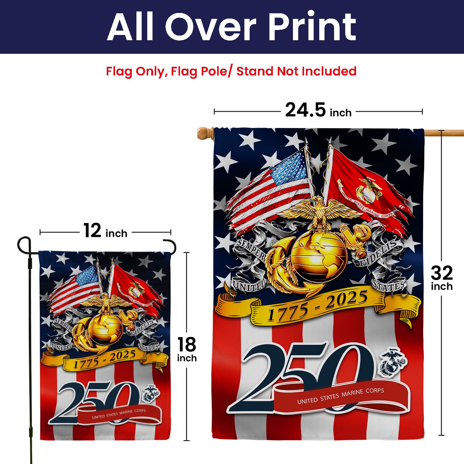 MARlNE 250 Years Of Service Garden Flag Twin-Side Printing