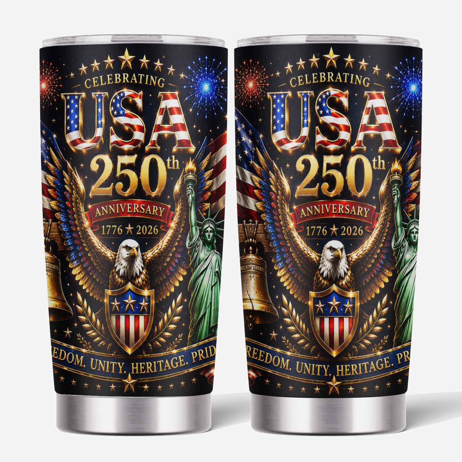 USA 250th Anniversary Eagle Liberty Bell 20oz Tumbler Gift