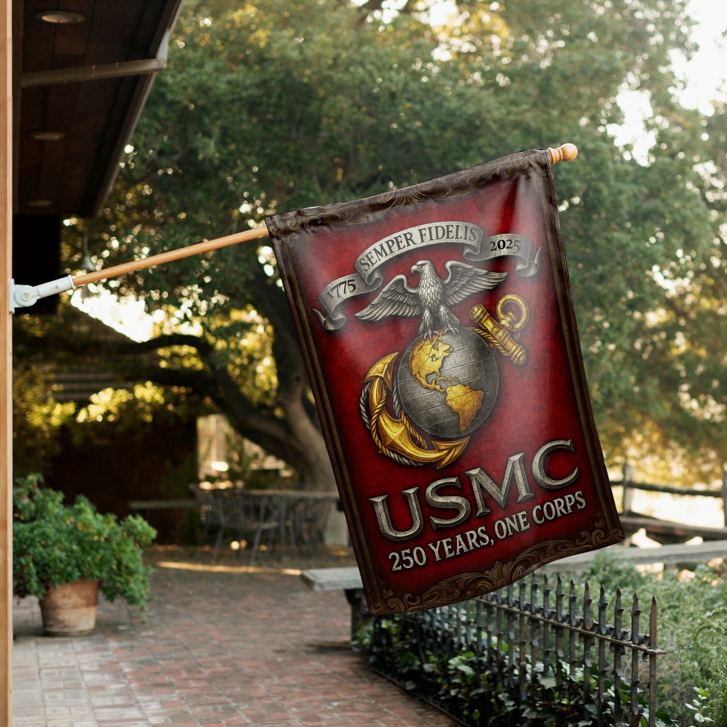 MARlNE 250th Years, One Corps House Flag 28" x 40" Twin-Side Printing