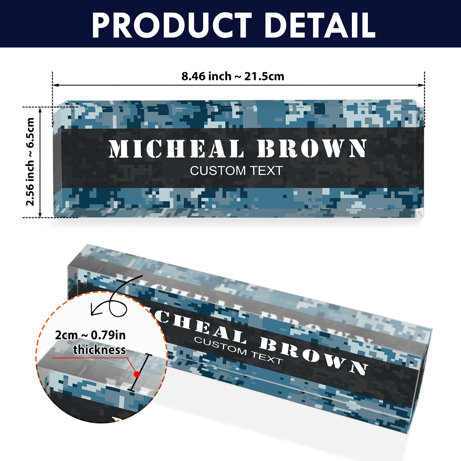 Custom Military Camo Acrylic Plaque – Personalized Service Gift