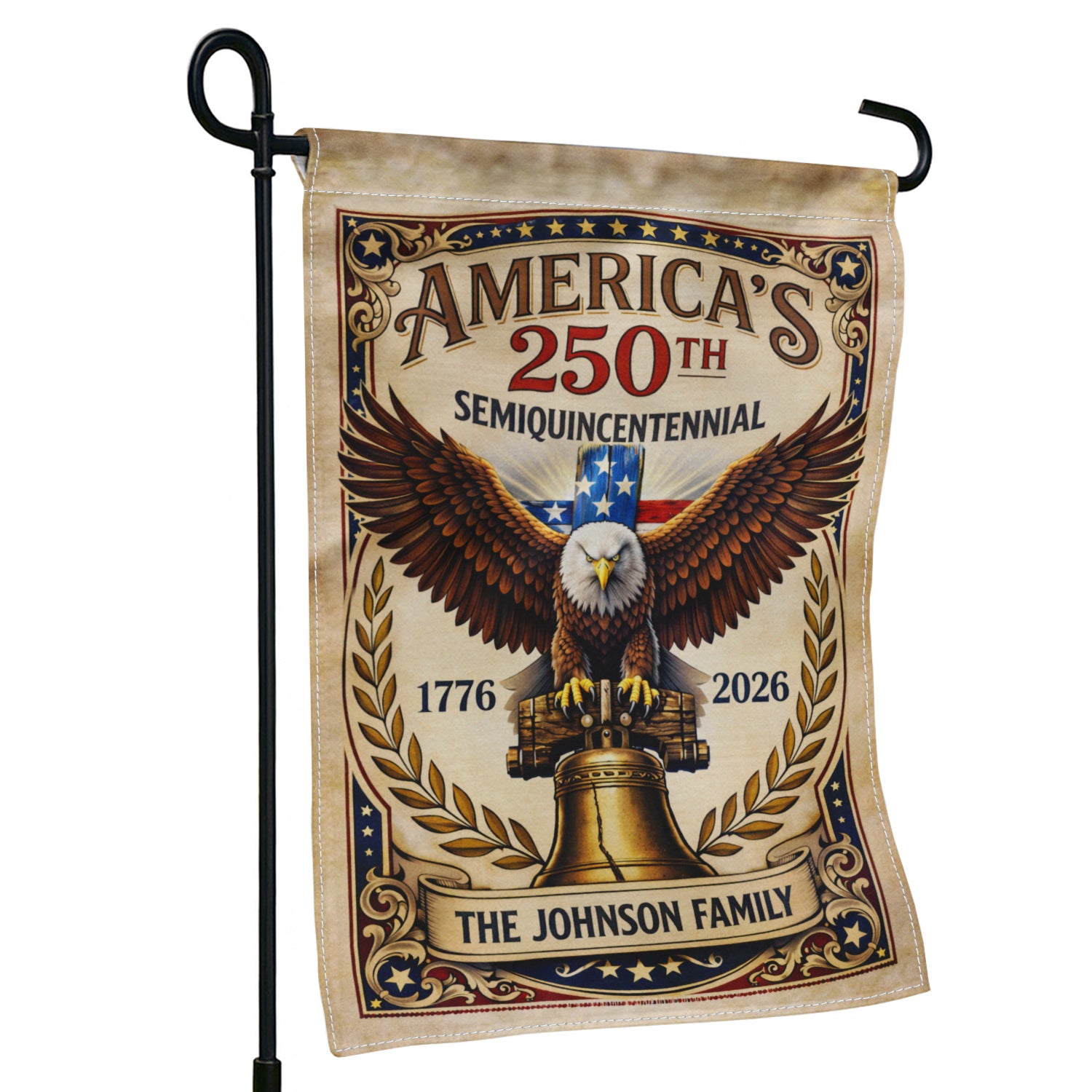 Custom USA 250 Garden Flag Vintage Eagle Liberty Bell 1776