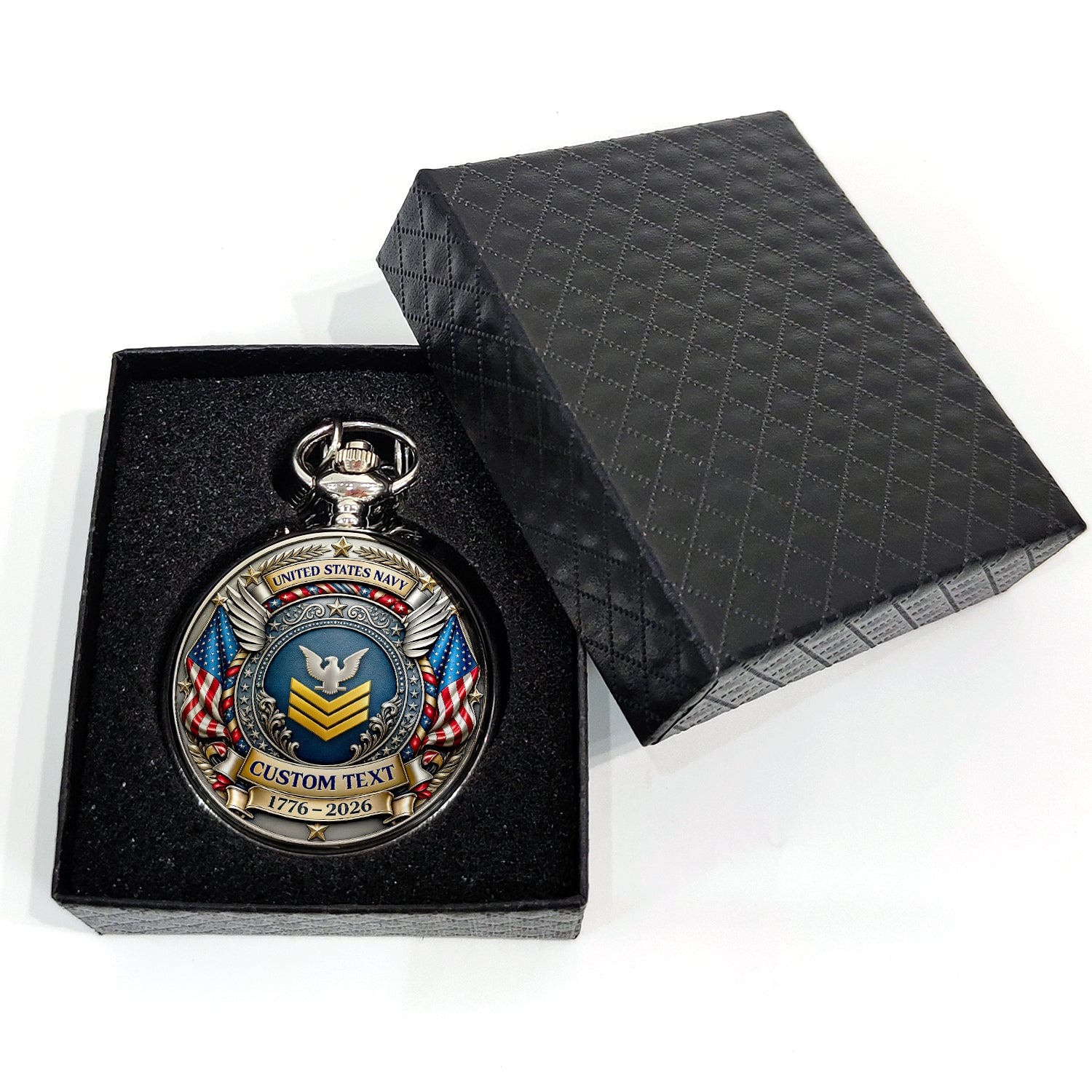 Custom US Navy Military Pocket Watch Veteran Appreciation Gift