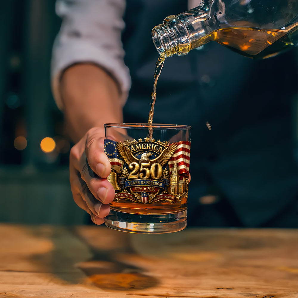 America 250 Commemorative Bourbon Glass Patriotic Gift