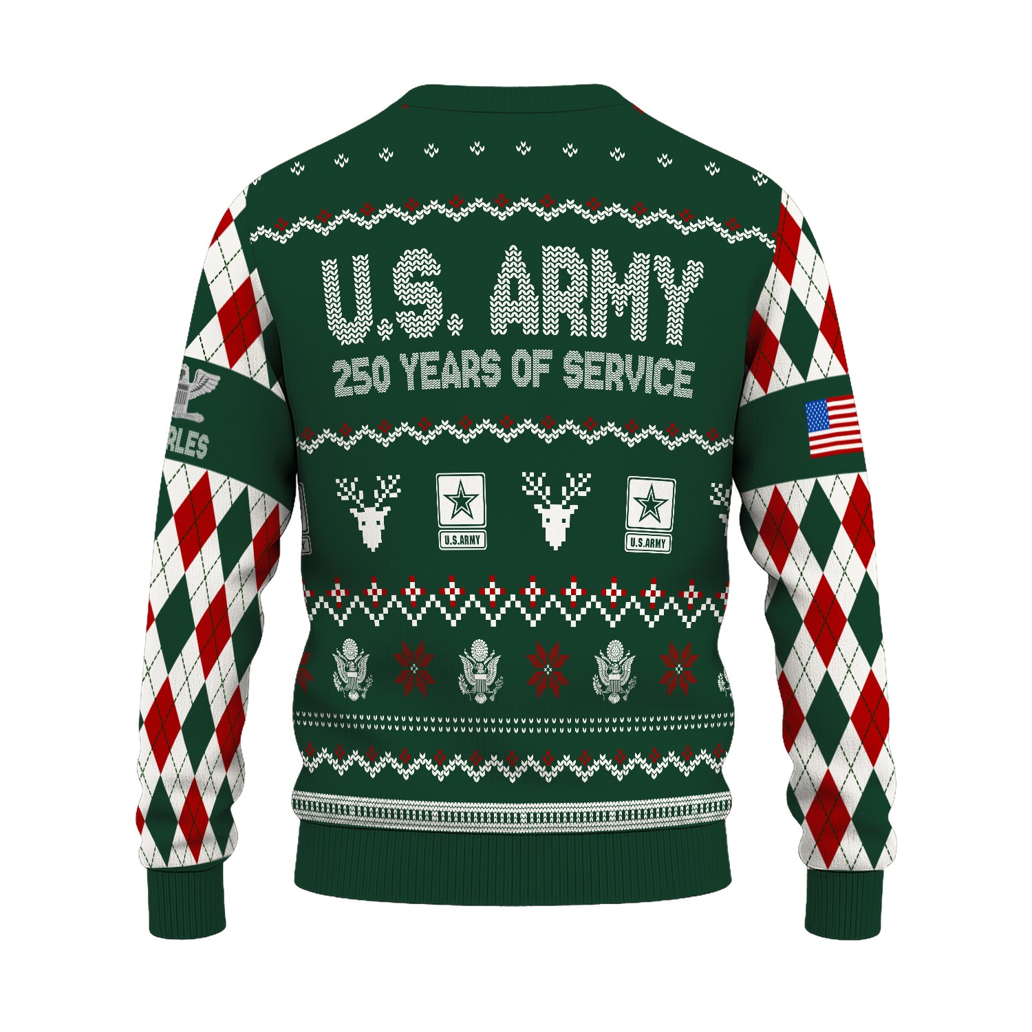 Custom Ranks And Text US Army Ugly Christmas Sweater for Women Men JUST05