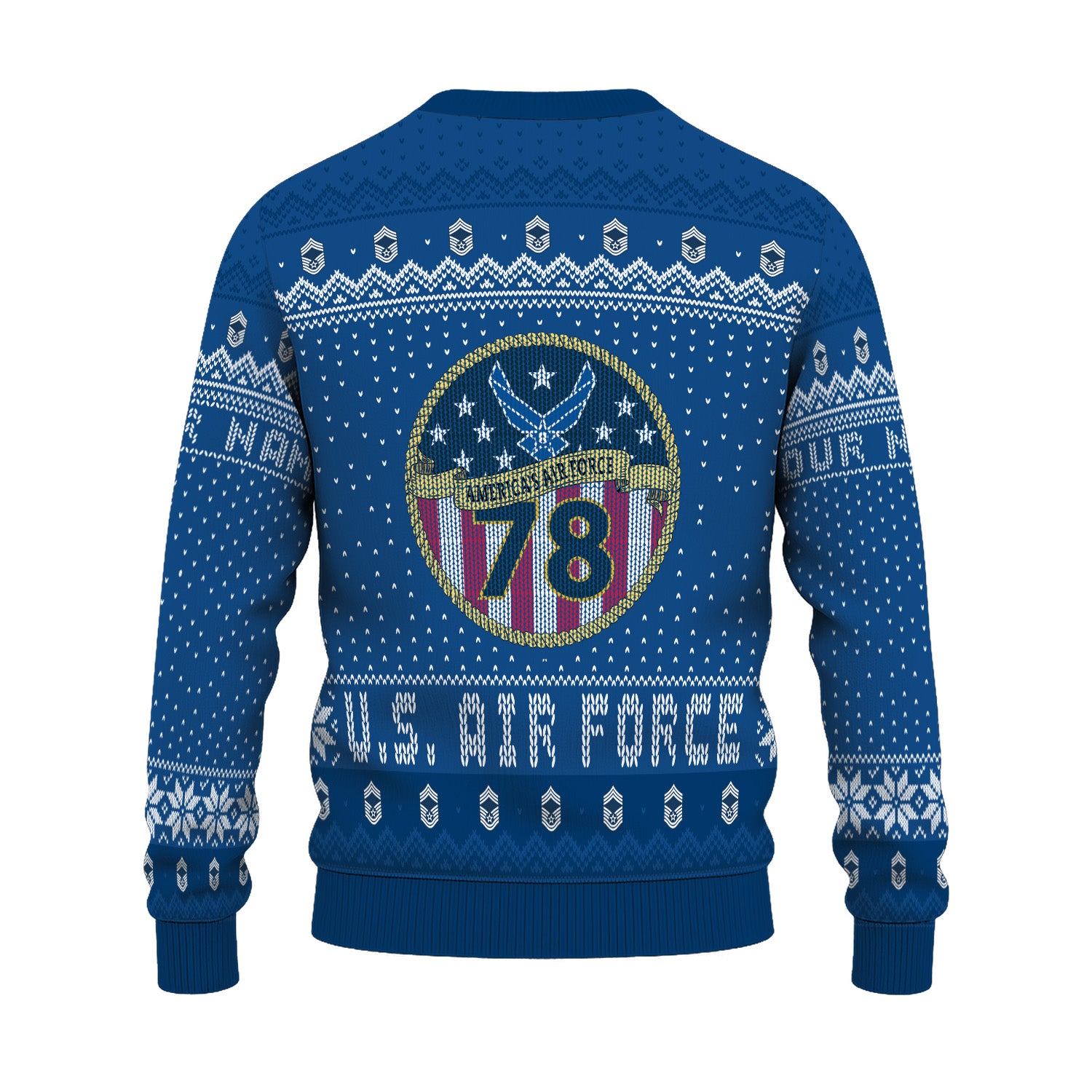 Custom Ranks & Text US Air Force Ugly Christmas Sweater for Women Men TUST04