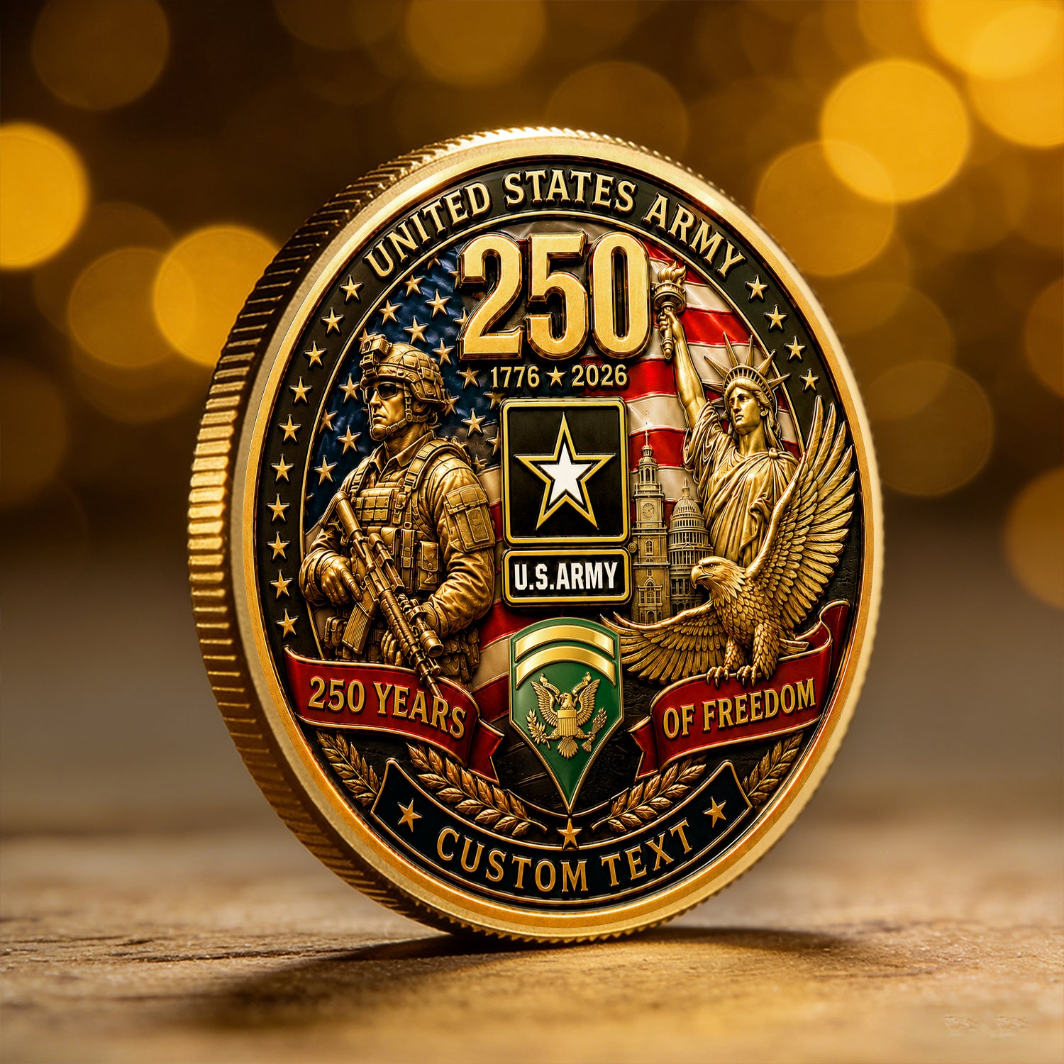 Custom U.S. Army Veteran Challenge Coin With Rank And Name