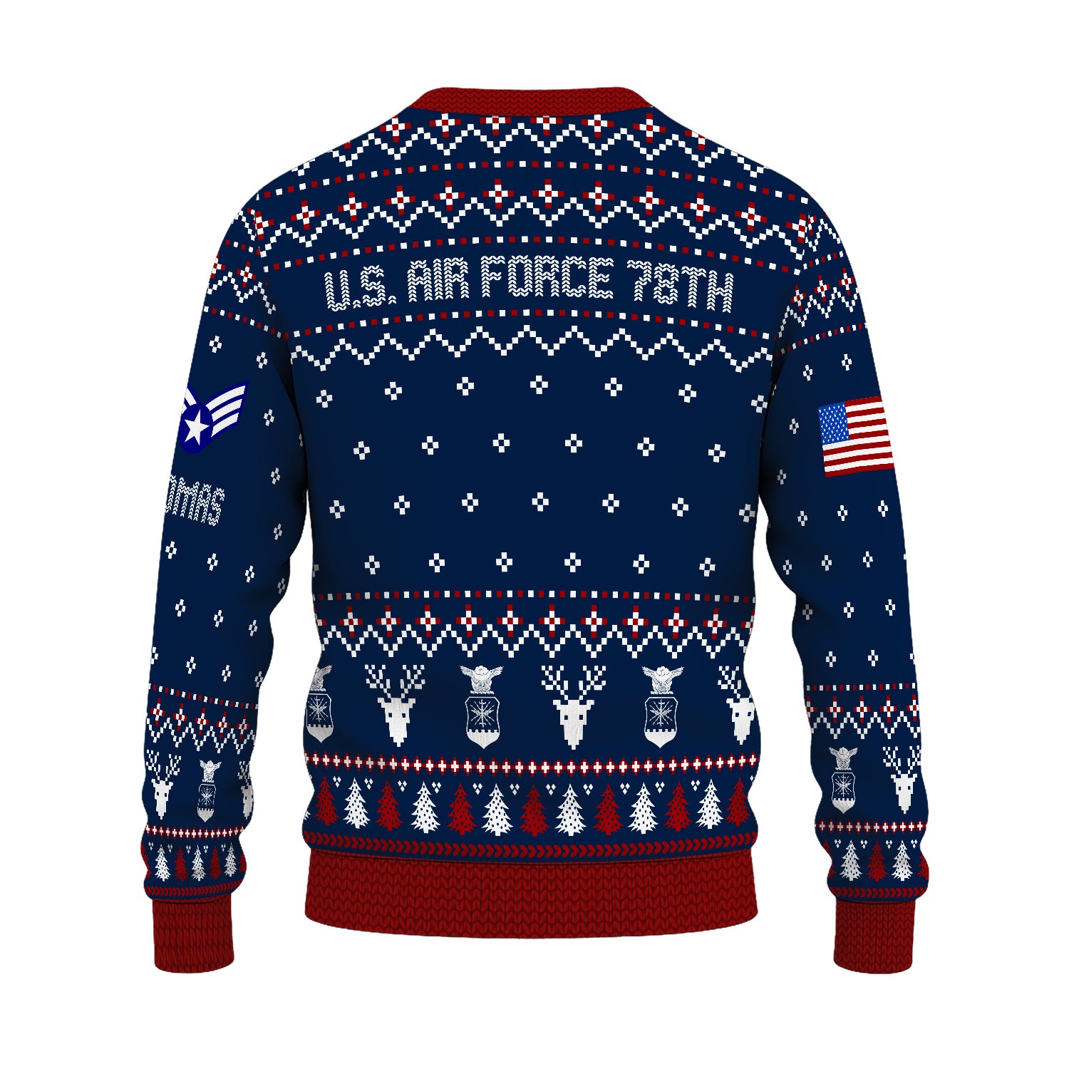 Custom Ranks And Text US Air Force Ugly Christmas Sweater for Women Men JUST01