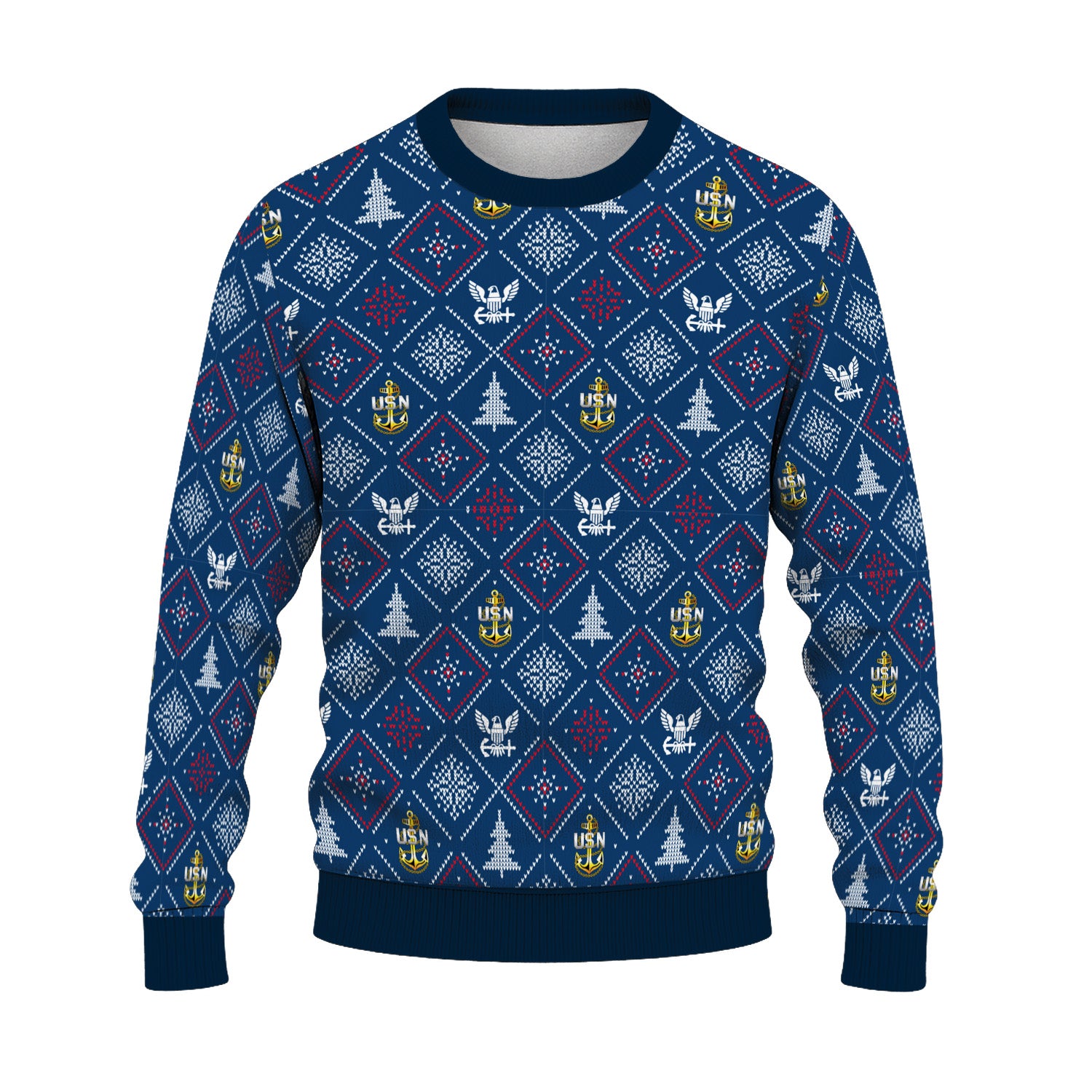 Custom Ranks US Navy Ugly Christmas Sweater for Women Men TUST03