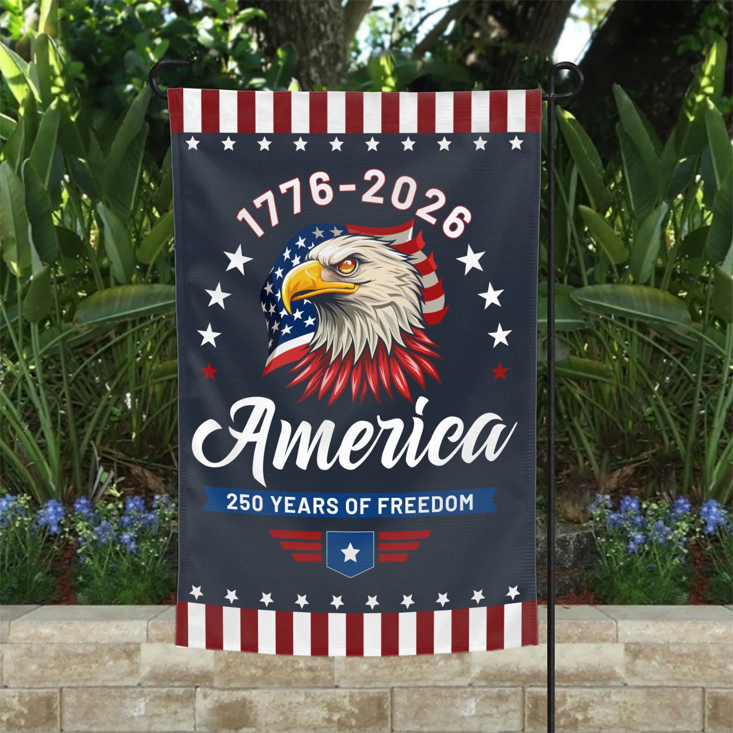 1776-2026 America 250 Years Of Freedom Garden Flag 12''x18'' Twin-Side Printing