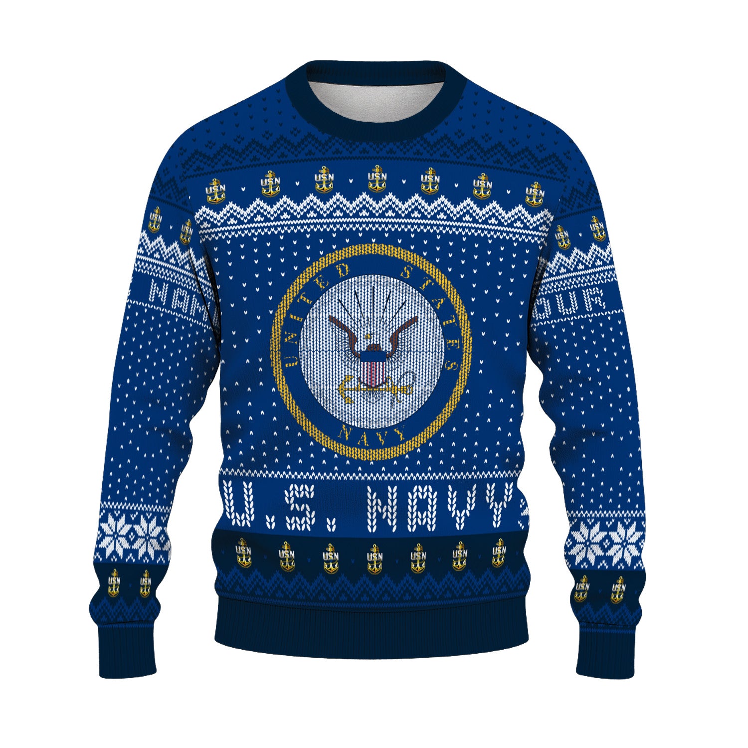 Custom Ranks And Text US Navy Ugly Christmas Sweater for Women Men TUST04