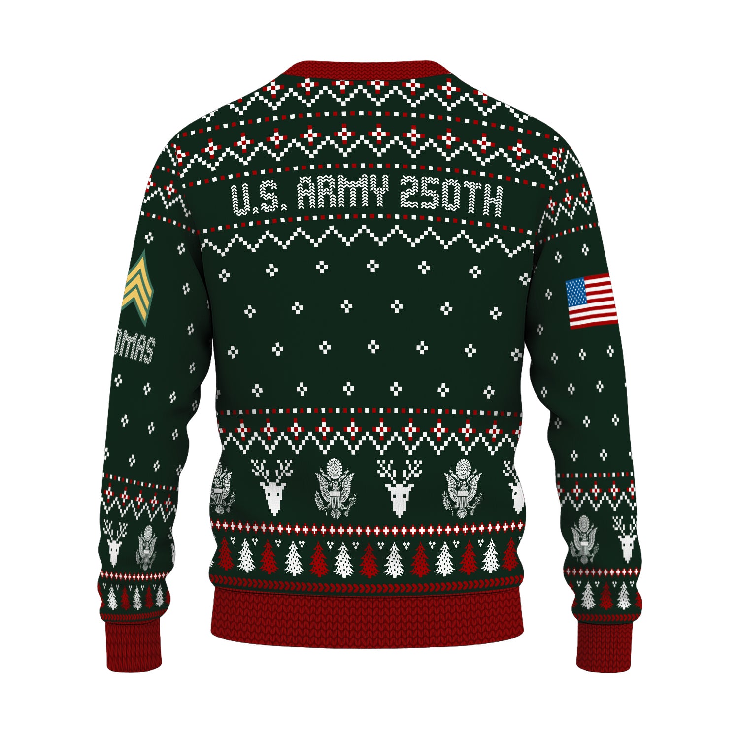 Custom Ranks And Text US Army Ugly Christmas Sweater for Women Men JUST01