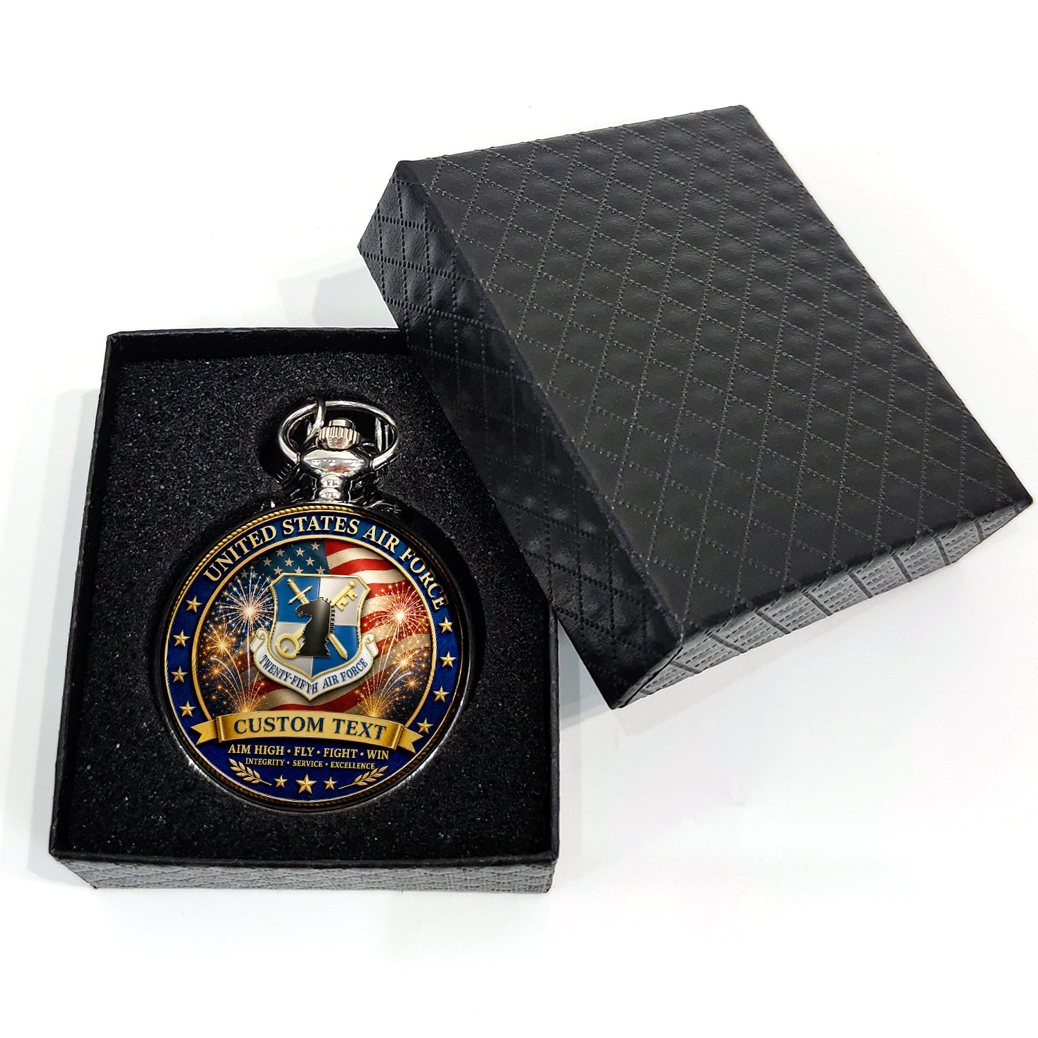Personalized US Air Force Pocket Watch Veteran Memorial Gift