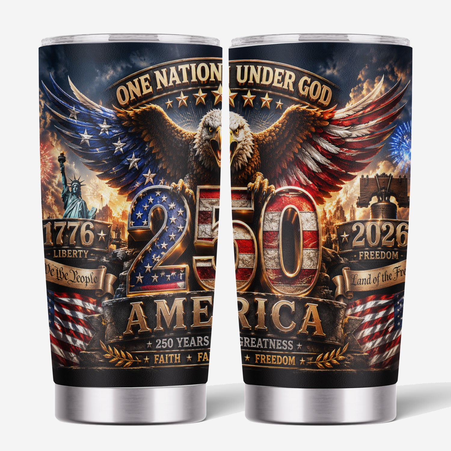 USA 250 Anniversary Eagle Flag Freedom 20oz Tumbler