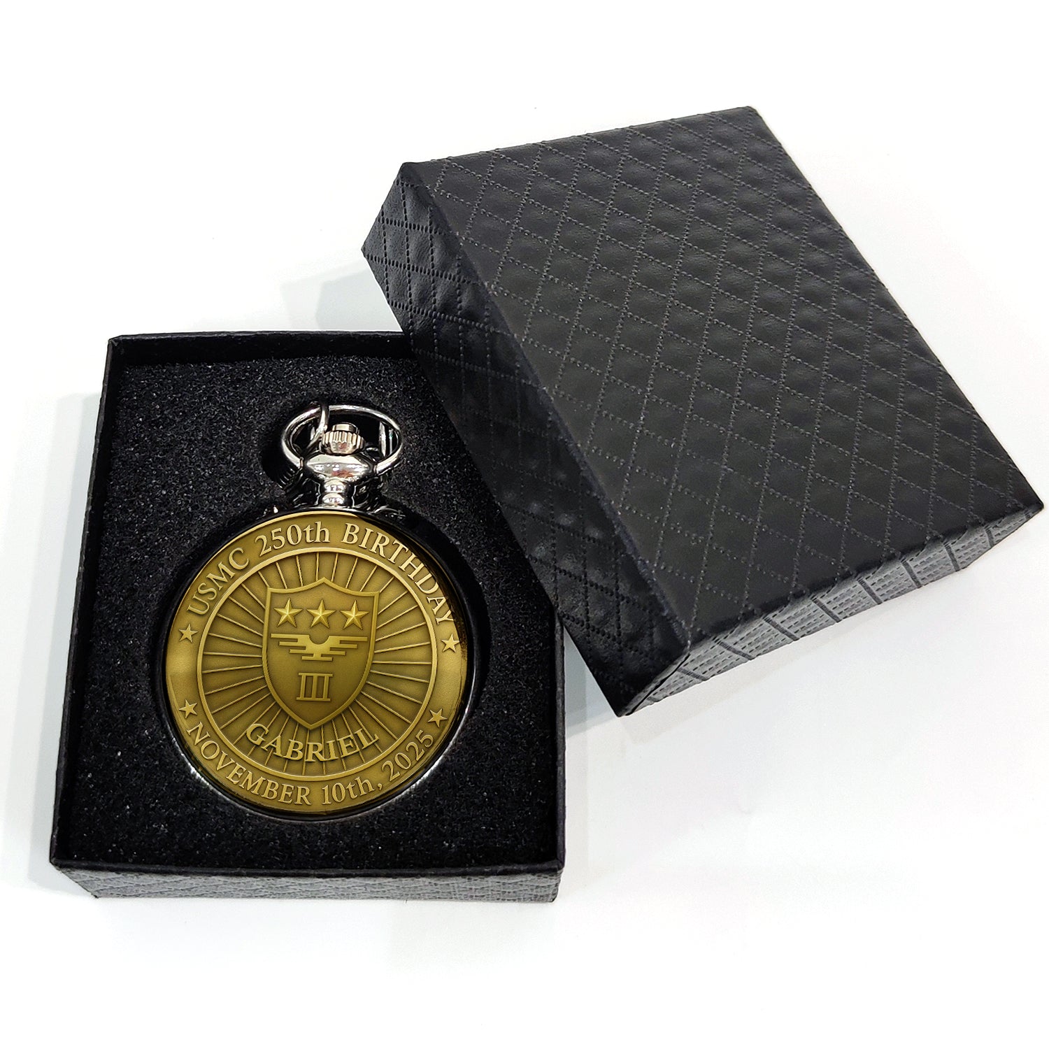 Personalized MARlNE 250th Birthday - Custom 3D Effect Printed Pocket Watch