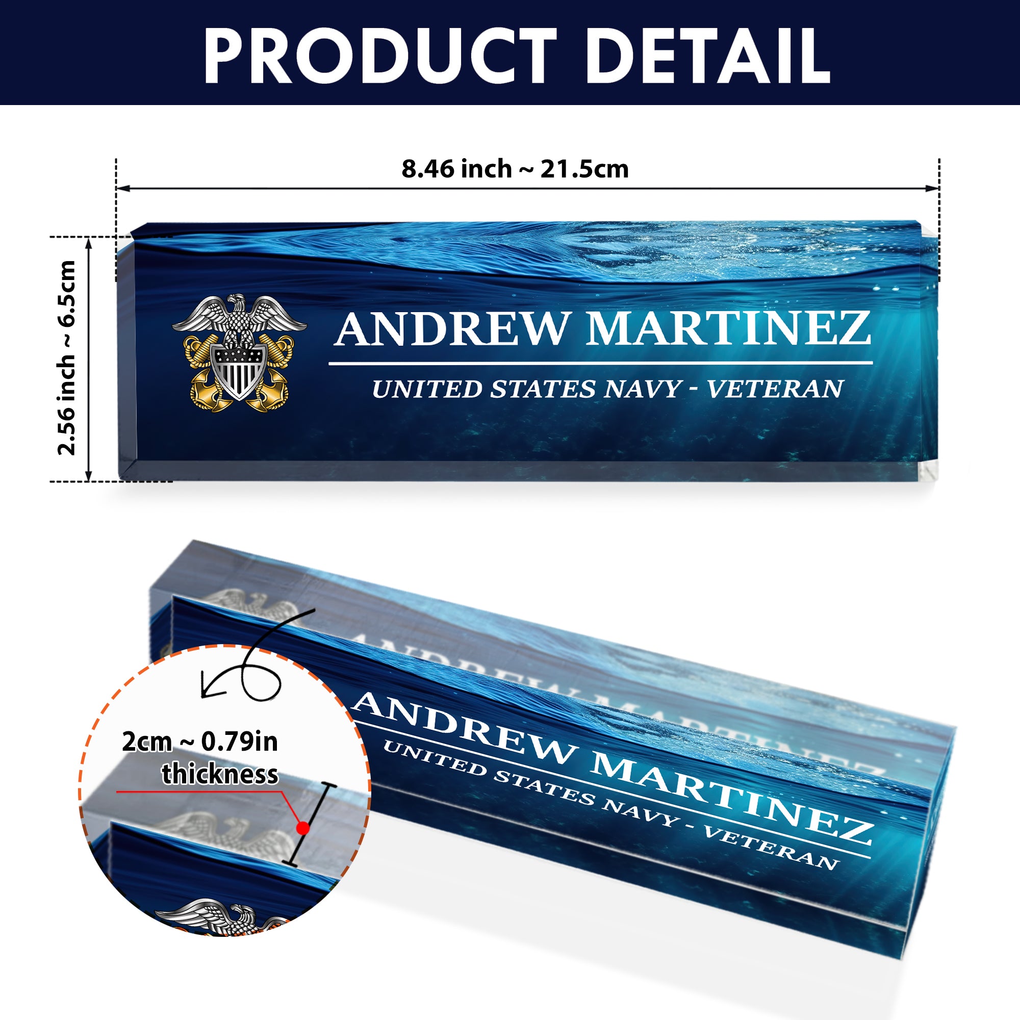 US Navy Acrylic Plaque – Personalized Name & Year Gift