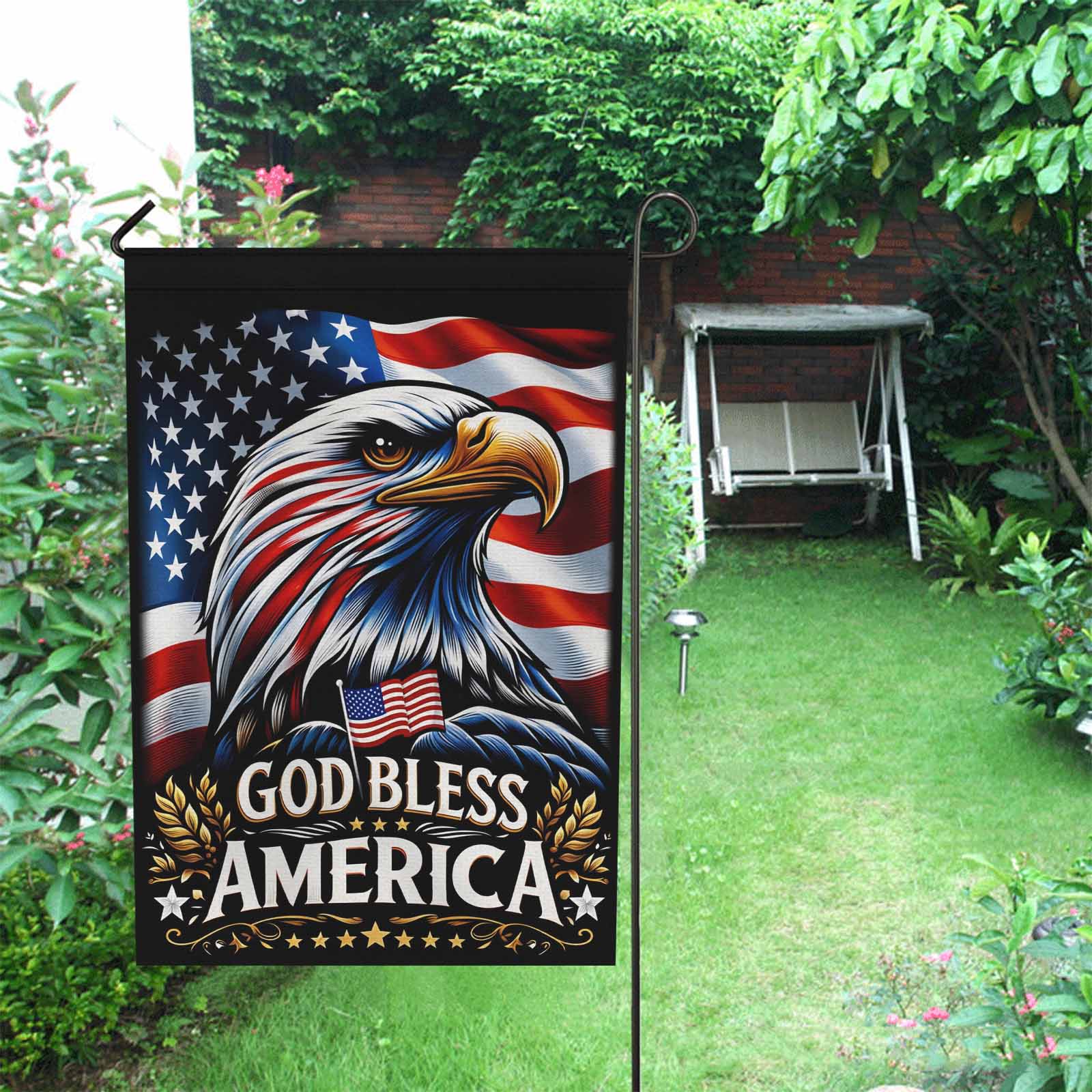 God Bless America Garden Flag Patriotic Eagle USA Decor