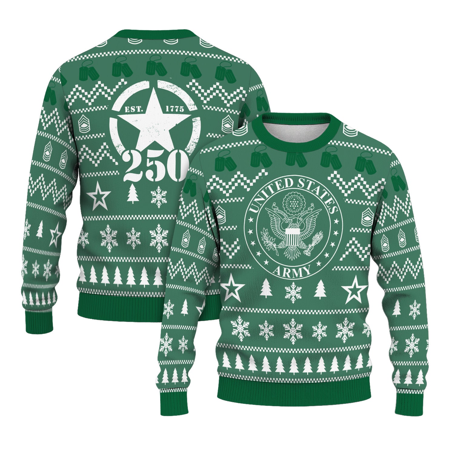 Custom Ranks US Army Ugly Christmas Sweater for Women Men TUST01