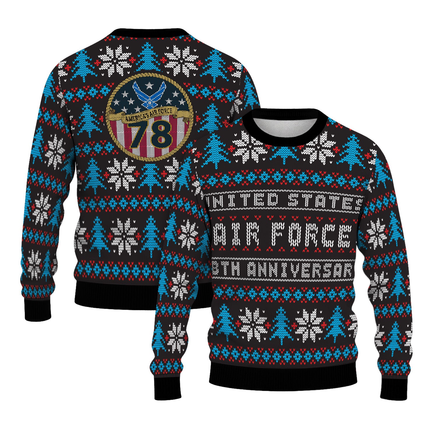 US Air Force 78th Anniversary Ugly Christmas Sweater for Women Men
