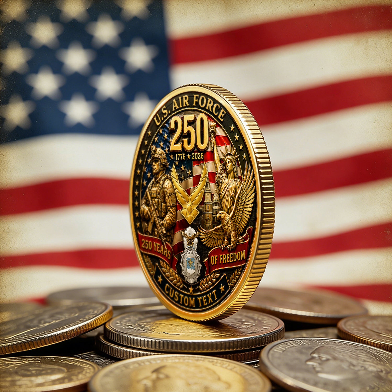 Personalized USAF Challenge Coin 1776-2026 Anniversary Tribute
