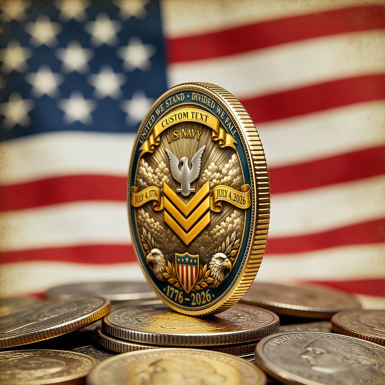 U.S. Navy Anchor Challenge Coin Custom Name Gift