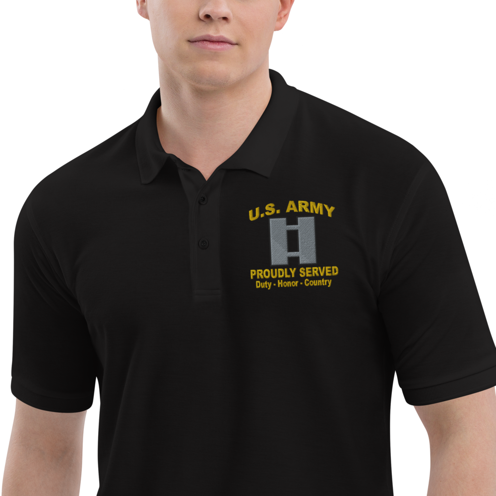 Custom US Army Ranks, Insignia Core Values Embroidered Port Authority Polo Shirt