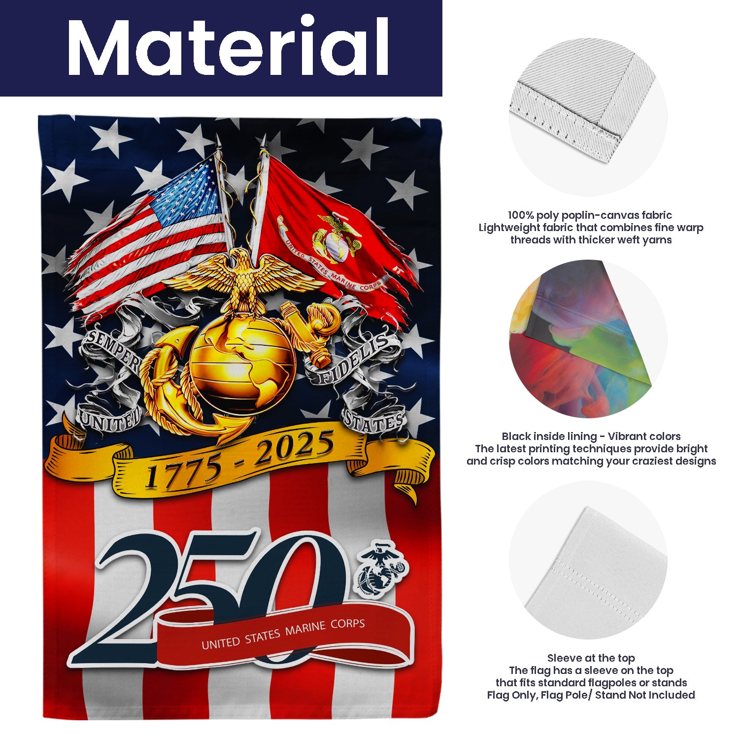 MARlNE 250 Years Of Service Garden Flag Twin-Side Printing